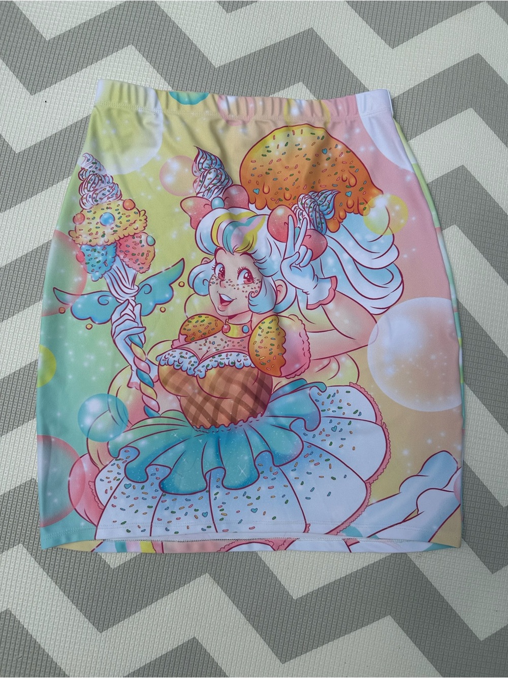 Pastel Anime Print Bodycon Skirt